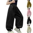 thumbnail image 1 of THDHVS Cargo Pants for Girls, Girls' Wide Leg Jogger Sweatpants Kids' Lightweight Joggers Black 5-6 Years, 1 of 5
