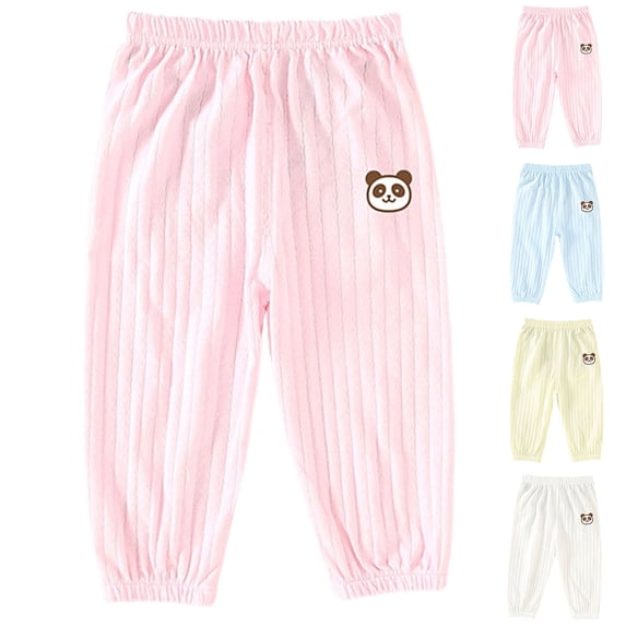 THDHVS Pants for Girls,Ribbed Breathable Pants Printable Elastic Waist Casual Wear for Babies,Girls Pants,Blue 2-3 Years