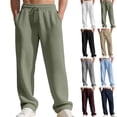 thumbnail image 1 of THDHVS Pants for Men,Mens Pants Casual,Casual Solid Color Beach Pants with Drawstring Waist and Pockets Straight Leg Army Green, 1 of 9