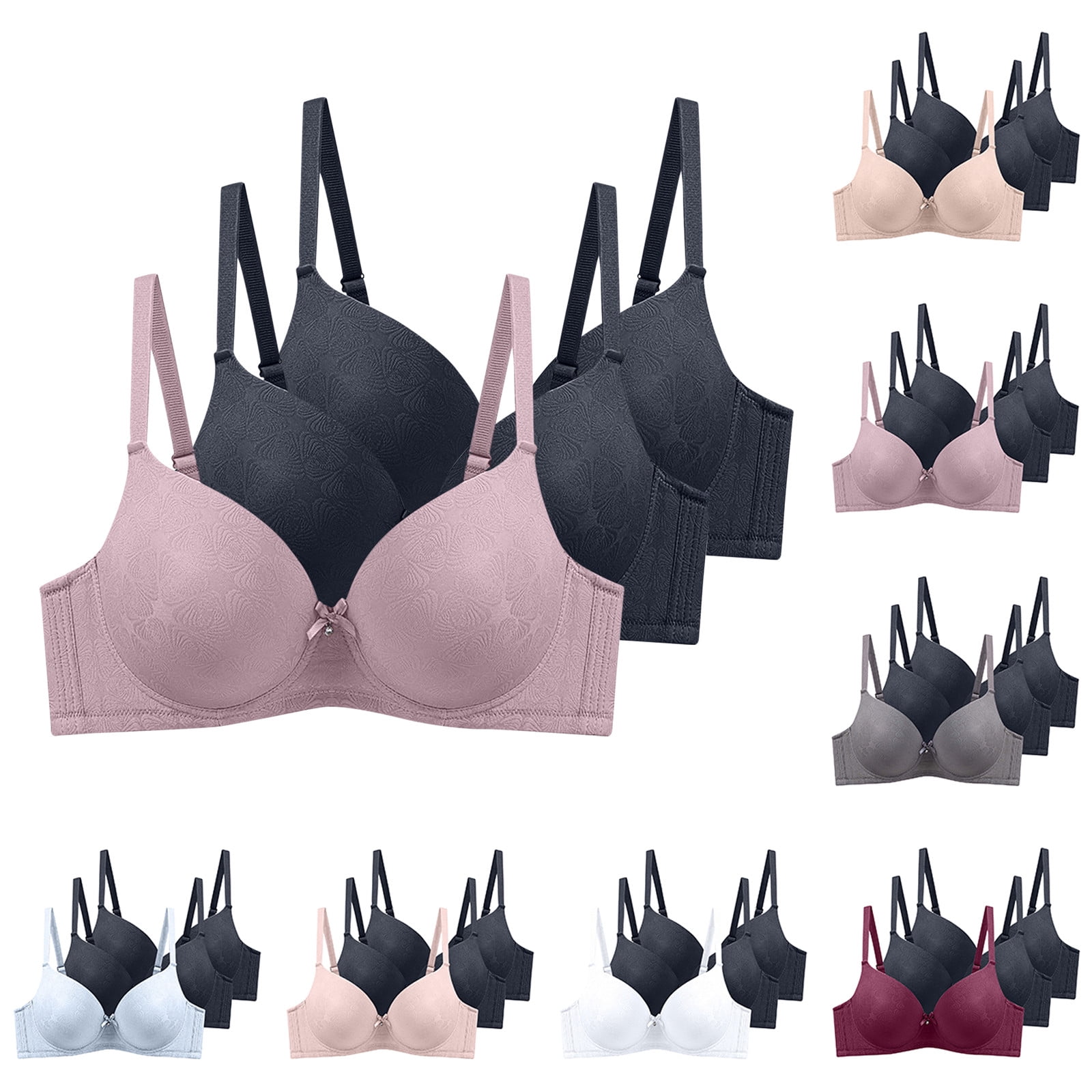 THDHVS Plus Size Bras for Women,Push Up Bra,3 Pack Plus Size Underwire ...