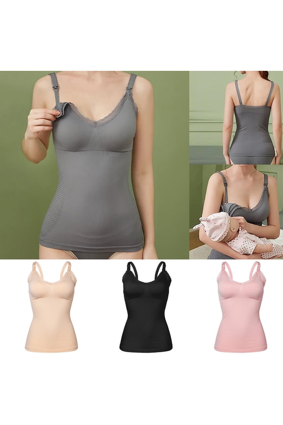 Plus Size Bras for Women,Push Up Bra,Maternity Nursing Cami Longline Lace Trim Belly Support for Breastfeeding Gray