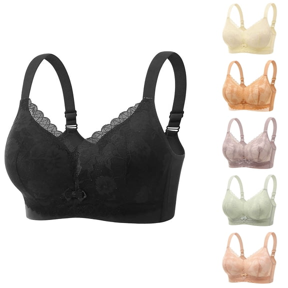 THDHVS Plus Size Bras for Women,Push Up Bra,Plus Size Lace Bra Racerback Side Support Full Coverage Comfortable Black