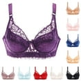 thumbnail image 1 of THDHVS Plus Size Bras for Women,Plus Size Sheer Lace Underwire Bra Thin Soft Fashion Bras Pink, 1 of 3