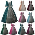 thumbnail image 1 of THDHVS Plus Size Dresses for Curvy Women,Women's Formal Dresses,Fashion Women's Vintage Gothic Court Gown Cake Skirt Lace Clashing Dress Party Outfits Blue 3XL, 1 of 3
