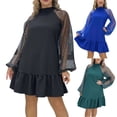 thumbnail image 1 of THDHVS Plus Size Dresses,Dresses for Women,Long Sleeve Sheer Mesh Dress Layering Piece or Standalone Statement Green, 1 of 7