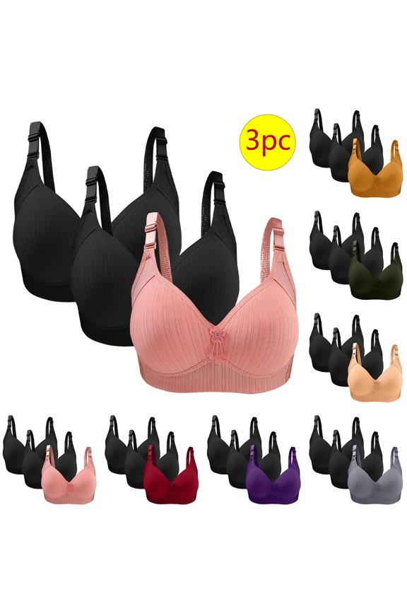 Push Up Bra,3 Pack C Cup Solid Wireless Push Up Bra Comfortable Everyday Wear,Wireless Bras for Women Army Green 38BC