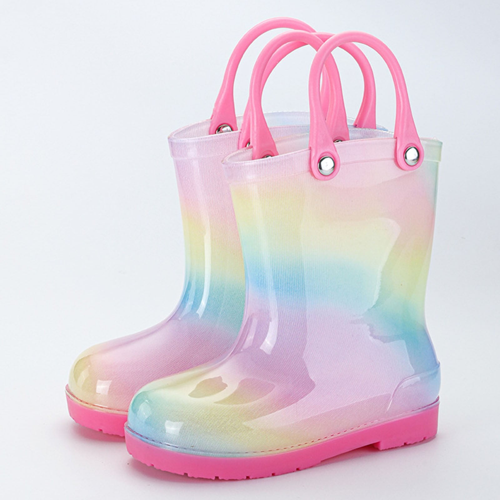 THDHVS Rain Boots for Girls,Kids Rain Boots,Kid's Rain Shoes Men's and Women's Non Slip Rain Boots Portable Kid's Outdoor Home Rubber Shoes Rain Shoes Pink 8-9 Years