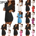 thumbnail image 1 of THDHVS Robes for Women,Women 3PC Icy Silk Robe and Chemise Set with Matching Accessories for Ultimate Comfortable and Elegant Home Loungewear Red Free Size, 1 of 7