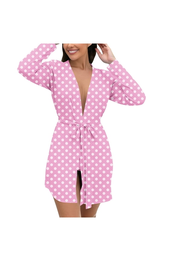 Robes for Women,Women Plus Size Print Milk Silk Robe with Tie Belt for Home and Casual Outdoor Use Comfortable Morning Wear and Pajama Style Pink 2XL