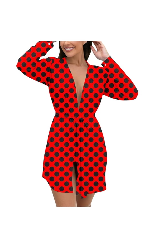 Robes for Women, Women Plus Size Print Milk Silk Robe with Tie Belt for Home and Casual Outdoor Use Comfortable Morning Wear and Pajama Style Red 2XL