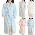 thumbnail image 1 of THDHVS Robes for Women,Womens Pajamas,Women Thermal Fleece Hooded Bathrobe with Adjustable Bandage Tie and Deep Pockets for Winter Warmth and Cozy Relaxation Blue Free Size, 1 of 5