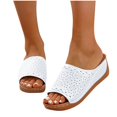 thumbnail image 1 of THDHVS Sandals for Women 2025,Women Sandals,Women's Fashion Casual Summer Open Toe Retro Solid Color Sandals Hollow One-Line Wedge Heel Slippers White 8.5, 1 of 5
