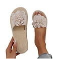 thumbnail image 1 of THDHVS Wide Sandals for Women,Sandals Women,Women's Fashion and Casual Summer Style Outer Wear Flat Round Head Flower Light and Comfortable Beach Sandals Beige 6.5, 1 of 5