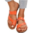 thumbnail image 1 of THDHVS Wide Sandals for Women,Sandals Women,Women's Fashionable and Casual Summer Style Outer Wear Flat Hollow Solid Color Soft Bottom Sandals Orange 9, 1 of 5