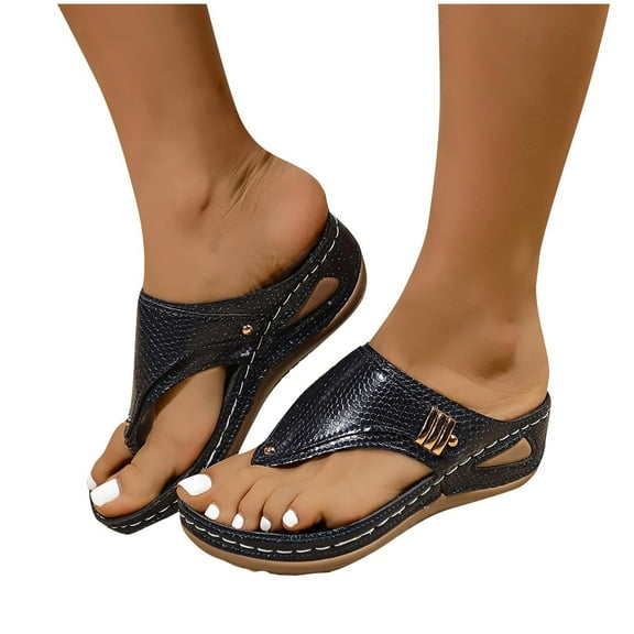 THDHVS Sandals Women,Womens Sandals Dressy,Beach Womens Sandals Vacation Slides for Women Footwear Dark Blue 5