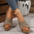thumbnail image 1 of THDHVS Sandals Women,Womens Sandals Dressy,Fashion Women's Platform Sandals Wedge Open Toe Sandals Khaki 5.5, 1 of 6