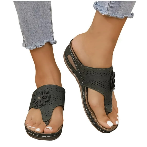 THDHVS Sandals Women,Womens Sandals Dressy,Summer Women's Flip Flop Soft Cushion Footbed with Arch Support Green 4.5