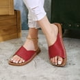 thumbnail image 1 of THDHVS Women's Sandals,Flat Sandals for Women,Women's Fashion Casual Spring and Summer Solid Color Strap Flat Casual Slippers Wine 7, 1 of 5
