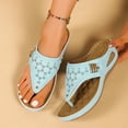 thumbnail image 1 of THDHVS Sandals for Women 2025,Women Sandals,Women's Fashion Casual Spring and Summer Solid Color Thong Wedge Heel Flip Flops Sky Blue 6.5, 1 of 5