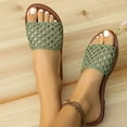 thumbnail image 1 of THDHVS Sandals for Women 2025,Women Sandals,Women's Fashion Casual Summer Daily Solid Color Woven Hollow Flat Sandals Green 8.5, 1 of 5