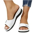 thumbnail image 1 of THDHVS Sandals for Women 2025,Women Sandals,Women's Fashion Casual Summer One-Line Hollow Fish Mouth Wedge Heel Casual Outdoor Sandals White 5.5, 1 of 6