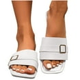 thumbnail image 1 of THDHVS Wide Sandals for Women,Sandals Women,Women's Fashion Casual Summer Solid Color Flat Square Head Belt Buckle One-Line Beach Shoes White 6.5, 1 of 6