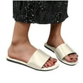 thumbnail image 1 of THDHVS Sandals for Women 2025,Women Sandals,Women's Fashion Casual Summer Solid Color Round Toe Open Toe Lightweight Satin Slippers Beige 6.5, 1 of 4