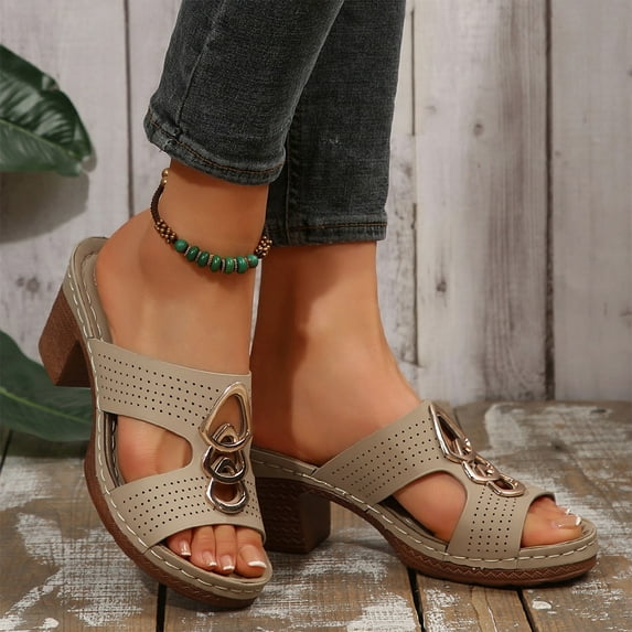 THDHVS Sandals for Women 2025,Women Sandals,Women's Fashion Casual Summer Style Solid Color Fish Mouth Wedge Heel Thick Bottom Slippers White 6.5