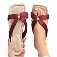 thumbnail image 1 of THDHVS Sandals for Women 2025,Women Sandals,Women's Fashionable and Casual Summer Style Outdoor Flat Soft Bottom Beach Slippers Wine 6, 1 of 6
