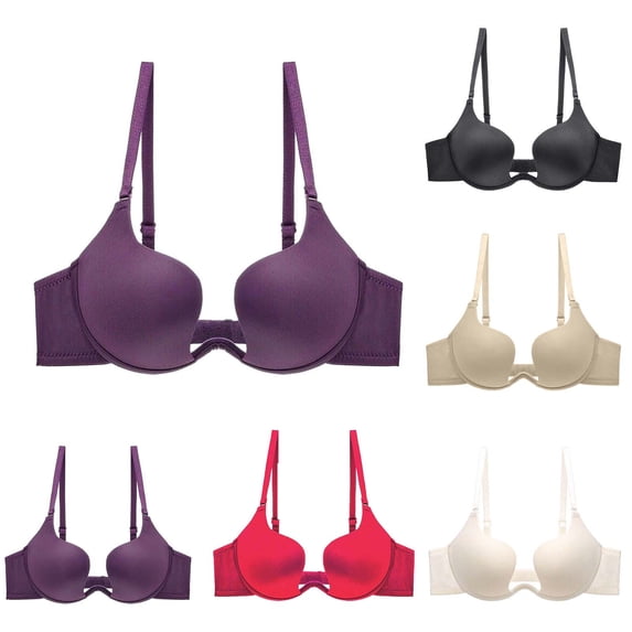 THDHVS Seamless Bras for Women,Invisible Backless Bra U Shape Seamless Push Up Back Smoothing Wear,Plus Size Bra Black 44DE