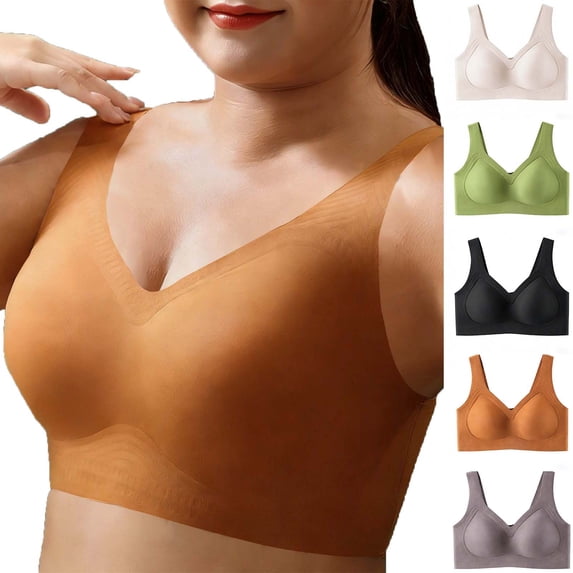 THDHVS Seamless Bras for Women,Plus Size Seamless Comfortable Bra Extra Large Size Everyday Wear for Women,Plus Size Bra Coffee 50EF