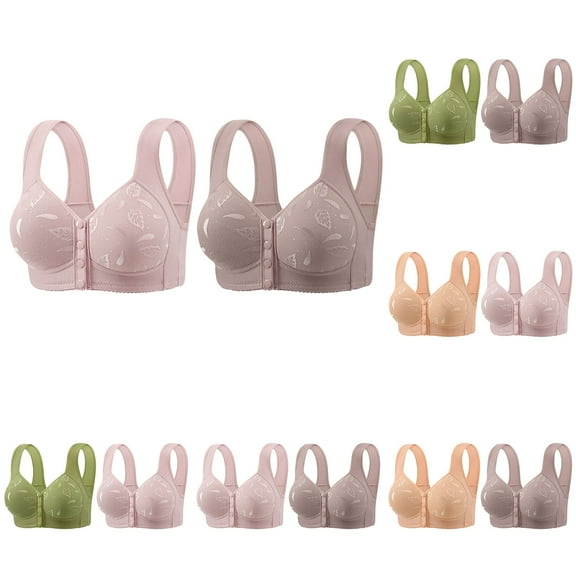 THDHVS Seamless Bras for Women,Push Up Bra,2 Pack Plus Size Front Hook Bras Full Coverage Seamless Wireless Green