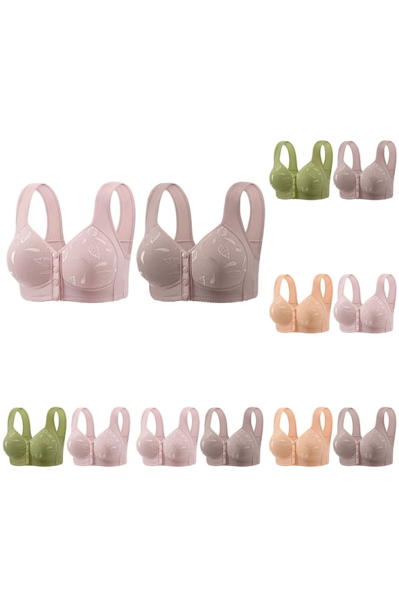 Seamless Bras for Women,Push Up Bra,2 Pack Plus Size Front Hook Bras Full Coverage Seamless Wireless Mint Green