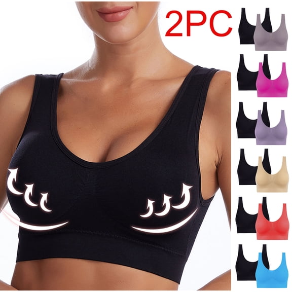 THDHVS Seamless Bras for Women,Push Up Bra,2 or 3 Pack Wirefree Seamless Bralettes Breathable Light Support Set Options Purple