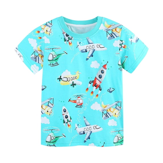 THDHVS Shirts for Girls, Baby Girl Clothes, Car Print Graphic T Shirt Toddler Girl Holiday Vacation Tee Tops Light Blue 7-8 Years