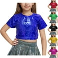 thumbnail image 1 of THDHVS Shirts for Girls, Baby Girl Clothes, Girls Short Sleeve Crop Tops Kids Summer Dance Cropped T Shirts Gold, 1 of 4