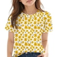 thumbnail image 1 of THDHVS Shirts for Girls,Girls Tops,Kids Graphic Print Short Sleeve Tee Casual Summer Yellow 3-4 Years, 1 of 7