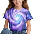 thumbnail image 1 of THDHVS Shirts for Girls,Girls Tops,Kids Space Star Print Short Sleeve Tee Soft Breathable Cotton for Summer Vacation Play Purple 9-10 Years, 1 of 5
