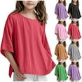 thumbnail image 1 of THDHVS Shirts for Girls, Toddler Girl Clothes, Girl Cute Short Sleeve Shirts Casual Chiffon Blouses Flowy Hem Boho Tunic Tops Brown 12-14 Years, 1 of 6