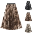 thumbnail image 1 of THDHVS Skirts for Women Trendy,Women's Skirts,Skirts for Women Midi Long Length Dressy Casual Trendy A-Line Floral High Waist Skirt Beige S, 1 of 6