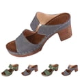 thumbnail image 1 of THDHVS Slippers for Women,Womens Sandals,Women Solid Color Peep Toe Slide Sandals Chunky Heel Casual Chic Green, 1 of 7