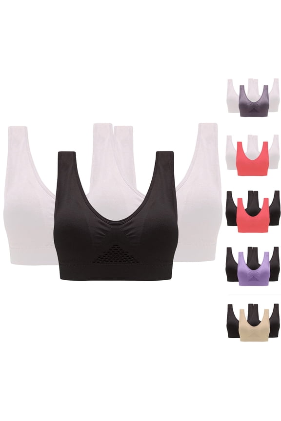 Sports Bra,3 Pack Front Cross Side Buckle Sports Bra Wireless Push Up Yoga Running Wear,Sports Bras for Women High Support Multicolor 38BC