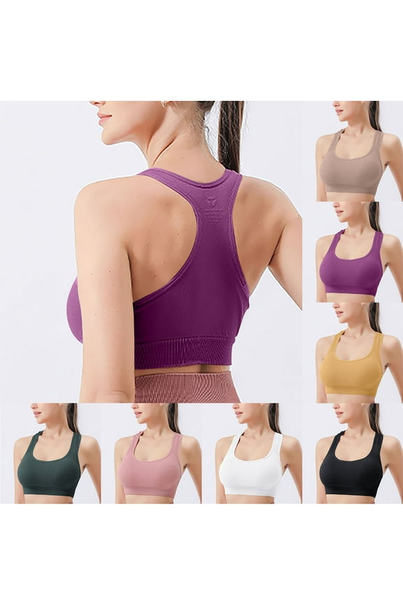 Sports Bra,Bras for Women No Underwire,Fashion Halter Neck Wireless Yoga Bra Solid Color for Seamless Light Support and Side Smoothing Pink