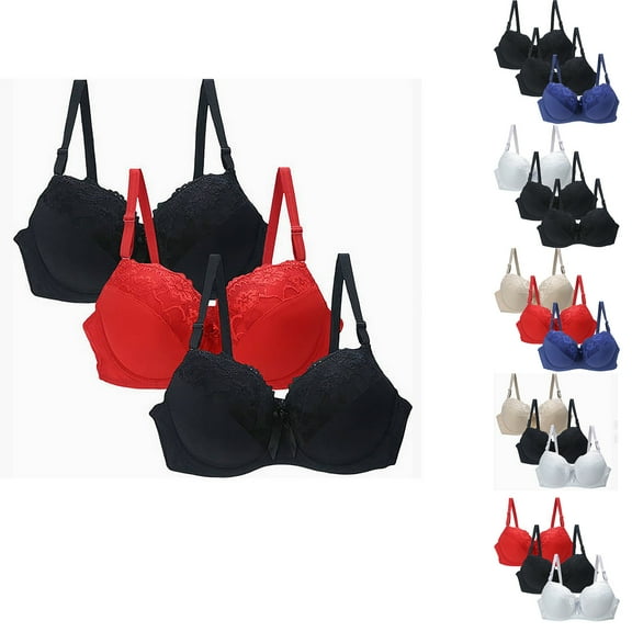 THDHVS Sports Bras for Women,Wireless Bra,3 Pack Seamless Sports Bras Lace Trim Wirefree for Workouts or Layering White