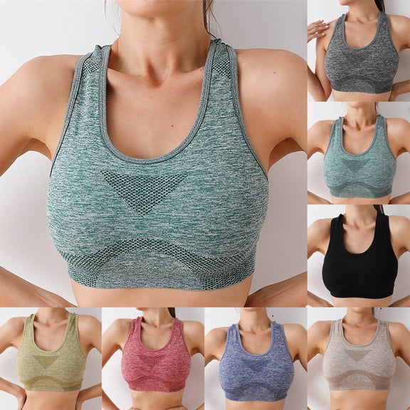 THDHVS Sports Bras for Women,Wireless Bra,Fashion Padded Sports Bra Solid Color Light Impact Support for Workouts Khaki