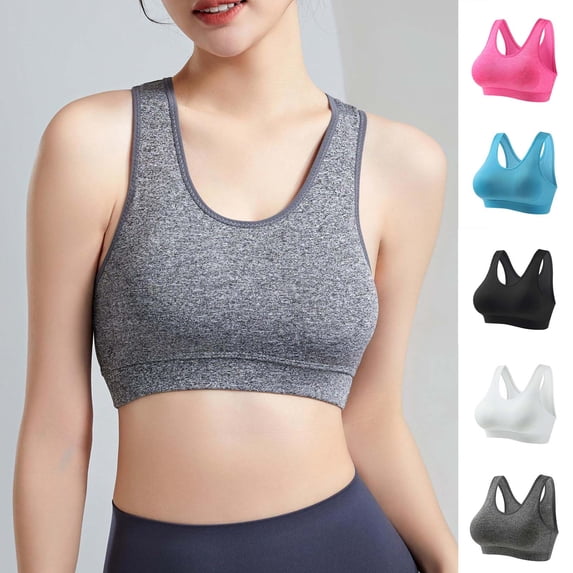 THDHVS Sports Bras for Women,Wireless Bra,Low Impact Sports Bra for Small Bust Seamless Racerback Thin Wirefree Gray
