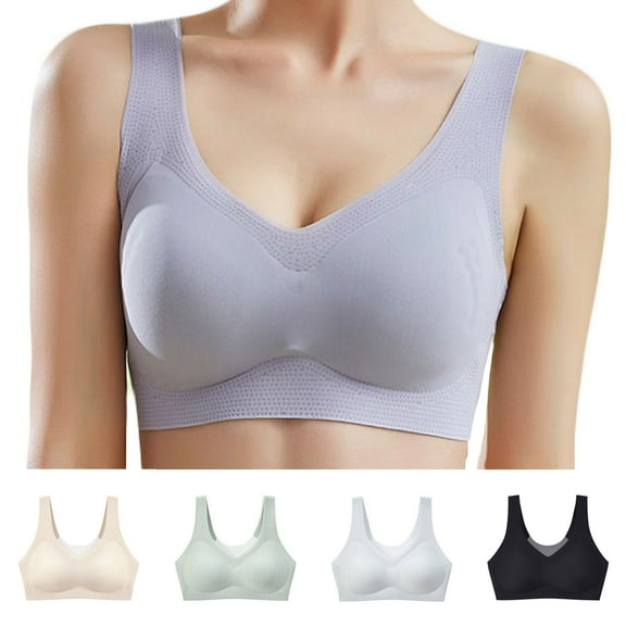THDHVS Sports Bras for Women,Wireless Bra,Wireless Molded Cup Sports Bra Seamless Smoothing for Low Impact Beige