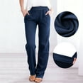 thumbnail image 1 of THDHVS Stretchy Jeans for Women,Womens Pants,Low Rise Solid Color Stretch Denim Pants with Two Pockets Loose Fits Dark Blue, 1 of 10