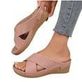 thumbnail image 1 of THDHVS Wedge Sandals for Women,Womens Wedge Sandals,Women's Fashion Casual Leisure Summer New Style Solid Color Hollow Strap Thick Bottom Sandals Lightweight Beach Sandals Wedge Heels Pink 6.5, 1 of 6