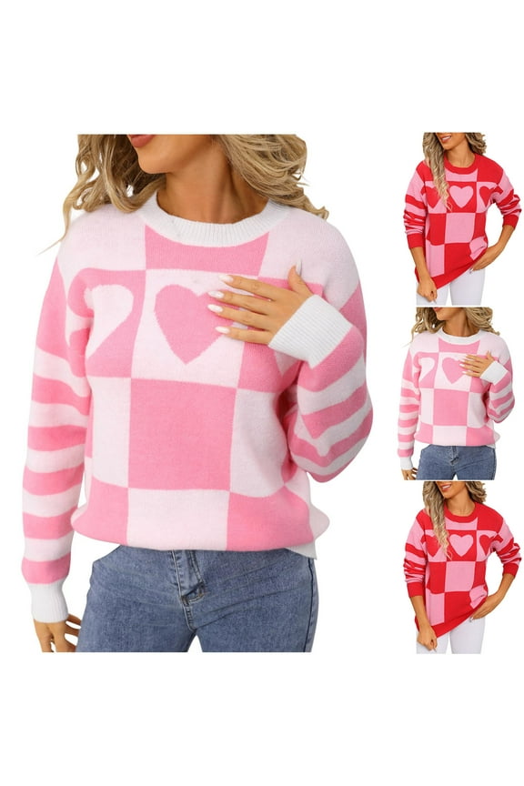 Sweaters for Women,Womens Sweaters,Women's Print Knit Sweater with Relaxed Fits Long Sleeve and Crew Neck Cozy Pullover Provides Lightweight Warmth for Casual Everyday Wear